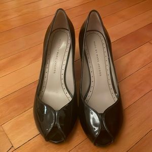 Patent peep toe heels